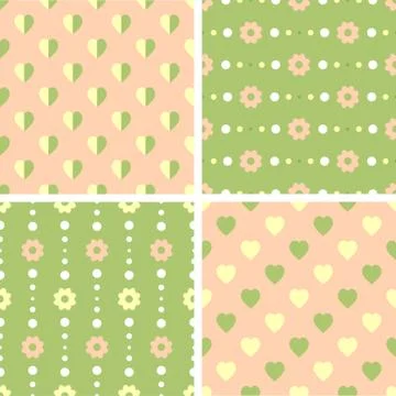 Vector seamless tiling patterns - romantic flowers Stock Illustration