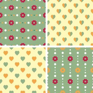 Vector seamless tiling patterns - romantic flowers Stock Illustration
