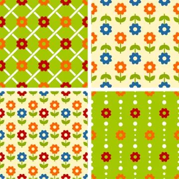 Vector seamless tiling patterns - romantic flowers Stock Illustration