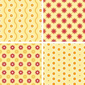 Vector seamless tiling patterns - romantic flowers Illustrazione stock