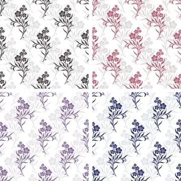 Vector seamless tiling patterns - romantic flowers Illustrazione stock
