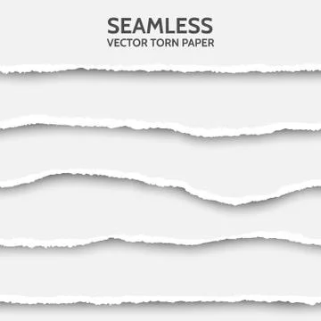 Vector seamless torn paper set on gray background. Stock Illustration