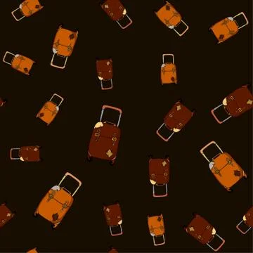 Vector seamless travel pattern. Simple doodle of luggage and suitcase Stock Illustration