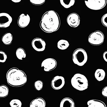Vector seamless trendy modern brush spot and circle pattern. Mes Illustrazione stock