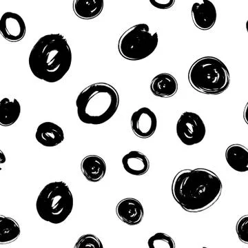 Vector seamless trendy modern brush spot and circle pattern. Mes イラスト素材