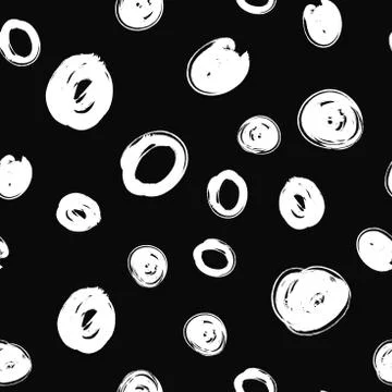 Vector seamless trendy modern brush spot and circle pattern. Mes Stock Illustration
