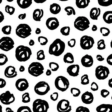 Vector seamless trendy modern brush spot pattern. Monochrome mes Stock Illustration