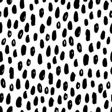 Vector seamless trendy modern brush spot pattern. Monochrome mes Stock Illustration