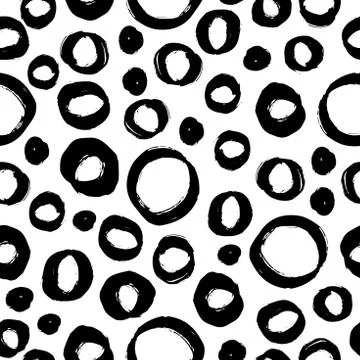 Vector seamless trendy modern brush spot and circle pattern. Illustrazione stock