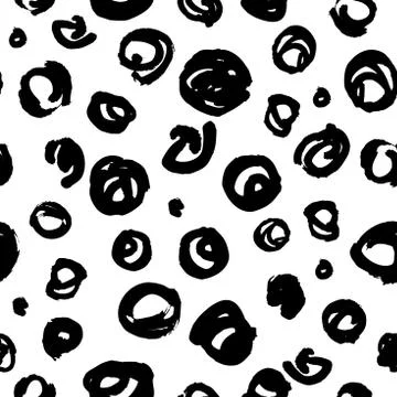 Vector seamless trendy modern brush spot pattern. Monochrome mes Stock Illustration