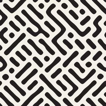 Vector seamless trendy pattern. Monochrome organic shapes texture. Abstract r Stock Illustration
