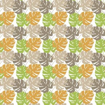 Vector seamless tropical leaves pattern on white. eps 10. Stock Illustration