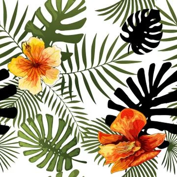 Vector seamless tropical pattern modern bright summer print design Stock Illustration