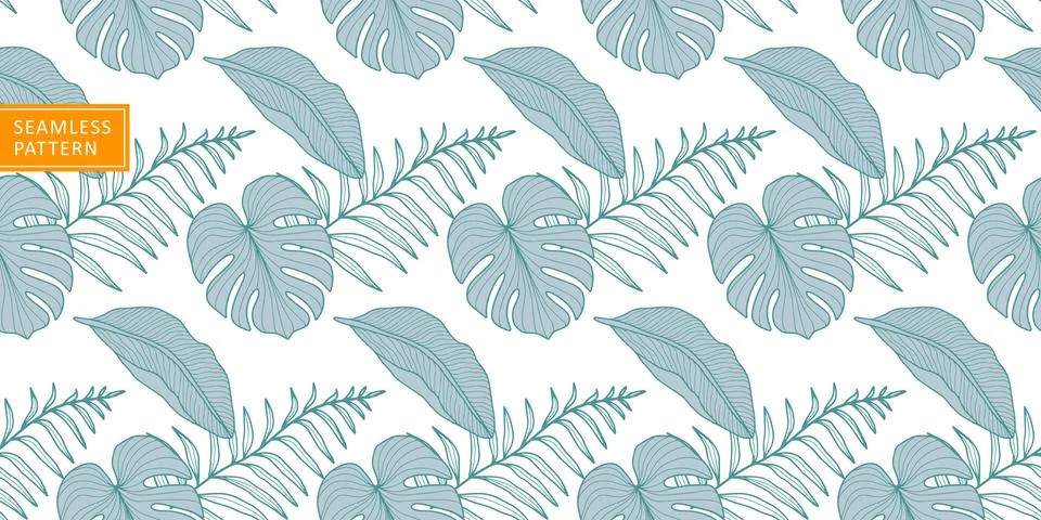 Vector seamless tropical pattern with monstera leaves Illustrazione stock