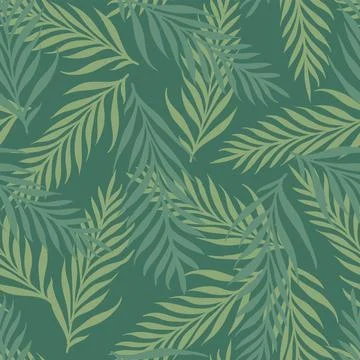 Vector seamless tropical pattern with palm leaves. Vector pattern of tropic.. Stock Illustration