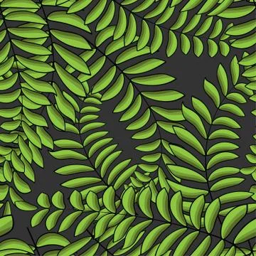 Vector seamless tropical pattern, vivid tropic foliage, with palm leaves. Mod Stock Illustration