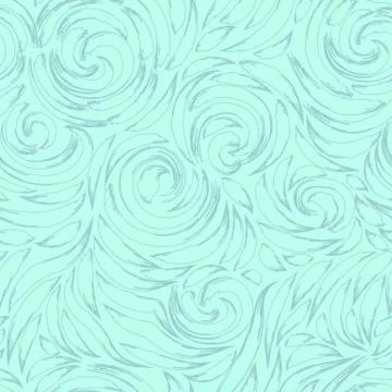 Vector seamless turquoise texture in a linear style of spirals and flowing lines Stock-Illustration
