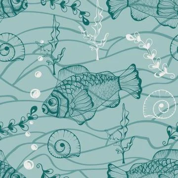 Vector seamless underwater pattern Illustrazione stock