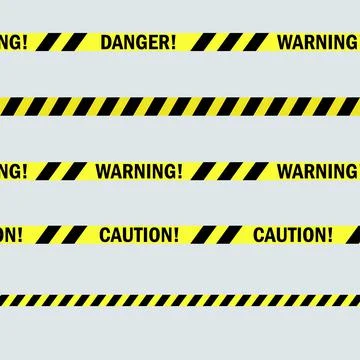 Vector seamless variety of yellow caution and warning line tapes format Stock Illustration