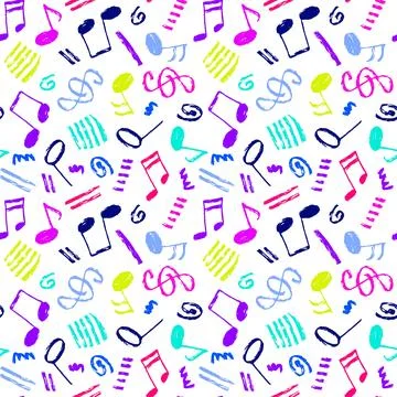 Vector seamless various bright color hand-drawn pattern with swirls, stripe.. Stock Illustration
