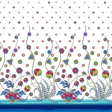 Vector seamless vertical pattern with Decorative ornament, hand drawn texture Stock Illustration