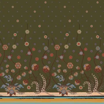 Vector seamless vertical pattern with Decorative ornament, hand drawn texture Illustrazione stock