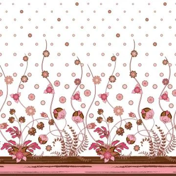 Vector seamless vertical pattern with Decorative ornament, hand drawn texture Illustrazione stock