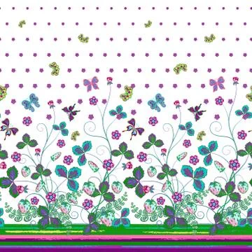 Vector seamless vertical pattern with Decorative ornament, hand drawn texture Stock Illustration