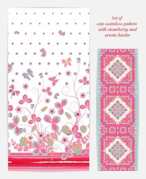 Vector seamless vertical pattern with Decorative ornament, hand drawn texture Illustrazione stock