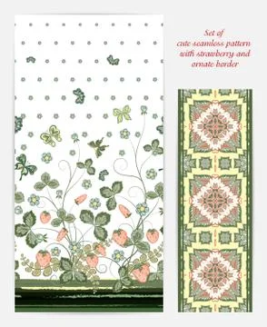 Vector seamless vertical pattern with Decorative ornament, hand drawn texture Illustrazione stock