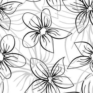 Vector seamless vintage floral pattern. Black design element. Background deco Stock Illustration