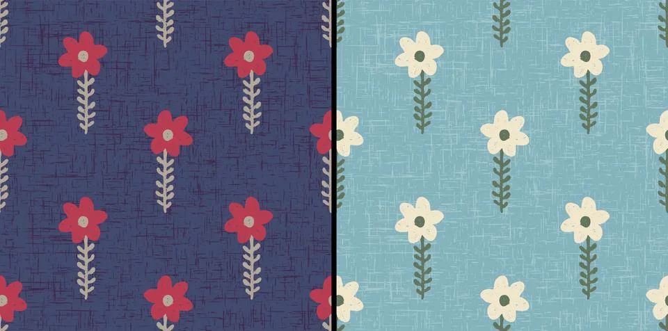 Vector seamless vintage floral pattern in boho soho style. Vector set of re.. Illustrazione stock