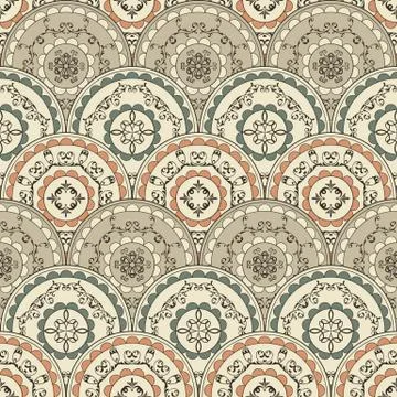 Vector seamless vintage oriental pattern Stock Illustration