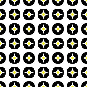 Vector seamless vintage pattern, black and yellow geometric design. Stock Illustration
