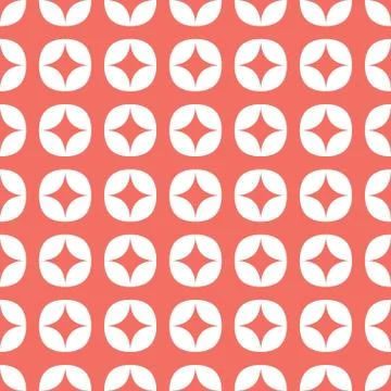 Vector seamless vintage pattern, coral pink geometric design. Stock Illustration