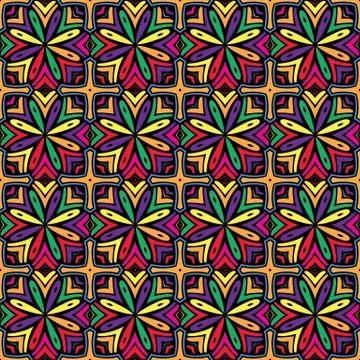 Vector seamless vintage pattern. Floral geometric ornament. Stained-glass win Stock Illustration