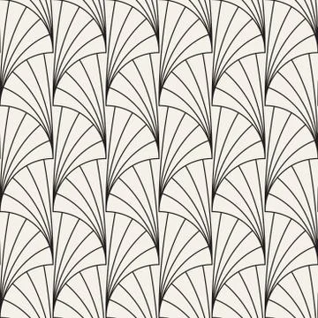Vector seamless vintage pattern of overlapping arcs in art deco style. Modern Stock Illustration