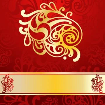 Vector seamless vintage pattern with single golden element in front and frame Stock Illustration
