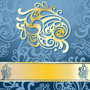 Vector seamless vintage pattern with single golden element in front and frame Stock Illustration