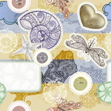 Vector seamless vintage scrap template design Stock Illustration