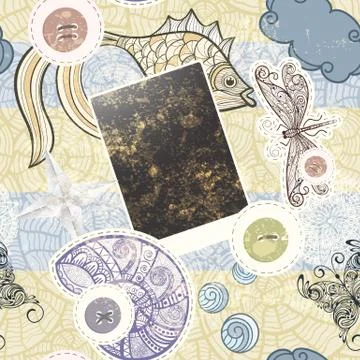 Vector seamless vintage scrap vocation template design Stock Illustration