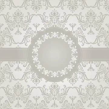 Vector seamless vintage wallpaper pattern with frame for your text Illustrazione stock