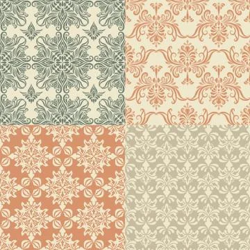 Vector seamless vintage wallpaper patterns Stock Illustration