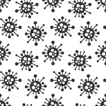 Vector seamless virus pattern. Cartoon black and white cell design. Artistic イラスト素材