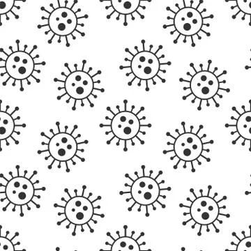 Vector seamless virus pattern. Cartoon black and white cell design. Artistic イラスト素材