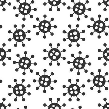 Vector seamless virus pattern. Cartoon black and white cell design. Artistic 스톡 일러스트