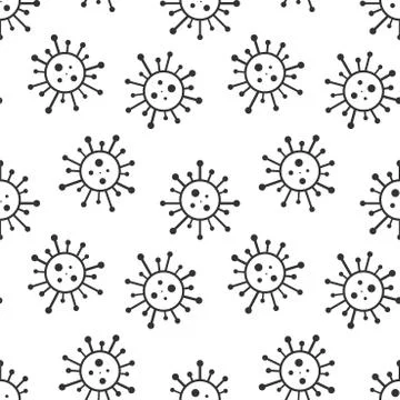 Vector seamless virus pattern. Cartoon black and white cell design. Artistic Stock Illustration