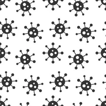 Vector seamless virus pattern. Cartoon black and white cell design. Artistic イラスト素材