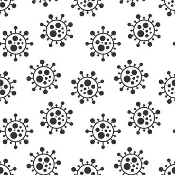 Vector seamless virus pattern. Cartoon black and white cell design. Artistic イラスト素材