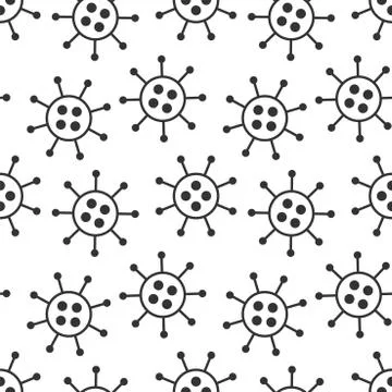 Vector seamless virus pattern. Cartoon black and white cell design. Artistic 스톡 일러스트